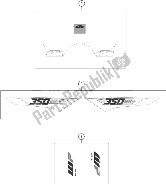 Wszystkie części do Kalkomania KTM 350 SX F Europe 2016