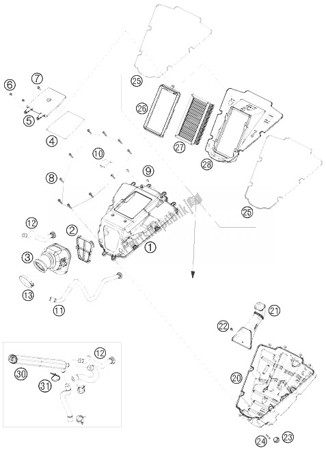 Todas las partes para Filtro De Aire de KTM 690 Supermoto Black Europe 2007