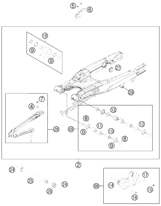 Toutes les pièces pour le Bras Oscillant du KTM 150 SX Europe 2011