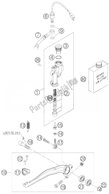 All parts for the Rear Brake Control of the KTM 400 EXC Racing Europe 2007