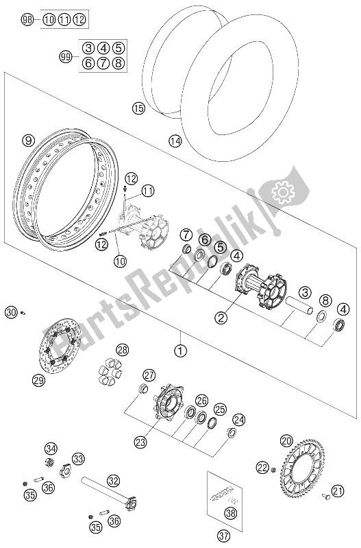 All parts for the Rear Wheel of the KTM 990 Adventure S Europe 2006