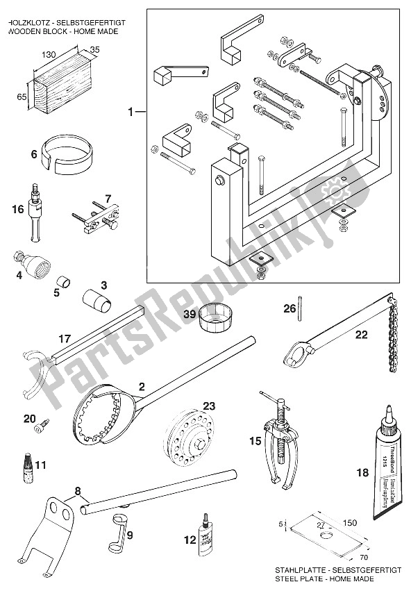 All parts for the Special Tools Lc4-e '96 of the KTM 400 EGS E 29 KW 11 LT Blau Europe 1997