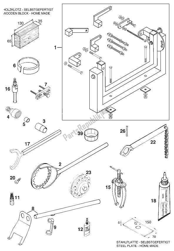 Toutes les pièces pour le Outils Spéciaux Lc4-e '96 du KTM 400 EGS E 31 KW 11 LT Blau Europe 1997