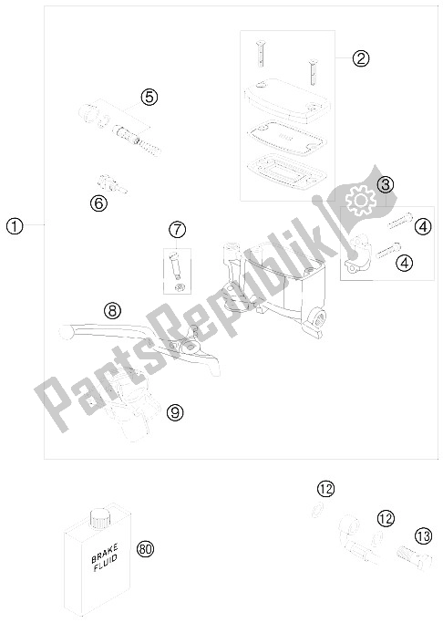 All parts for the Hand Brake Cylinder of the KTM 990 Adventure S USA 2008