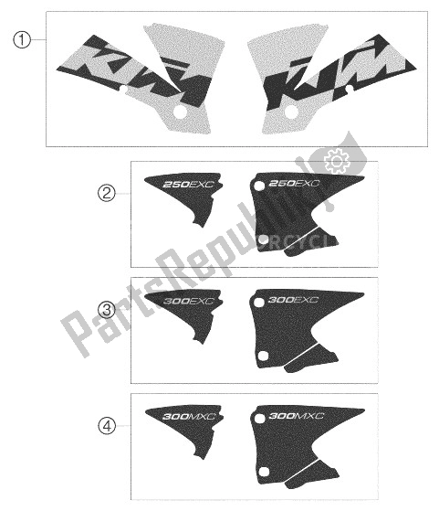 Todas las partes para Etiqueta 250/300 de KTM 250 EXC Australia 2003