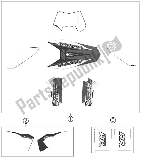 All parts for the Decal of the KTM 250 EXC SIX Days Europe 2009