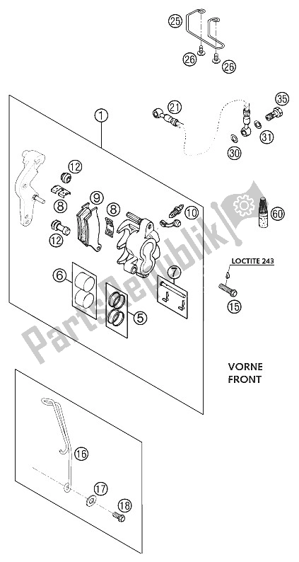 Todas las partes para Pinza De Freno Delantero Brembo 640 de KTM 640 Adventure R Australia 2002