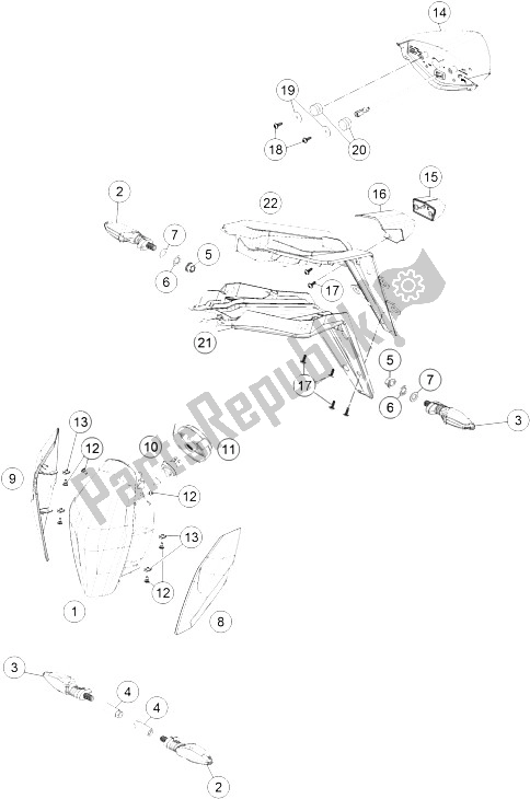 All parts for the Lighting System of the KTM 1290 Superduke R Orange ABS 16 Europe 2016