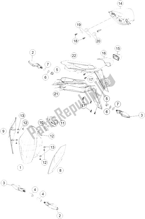 Alle onderdelen voor de Verlichtingssysteem van de KTM 1290 Superduke R S E ABS 16 USA 2016