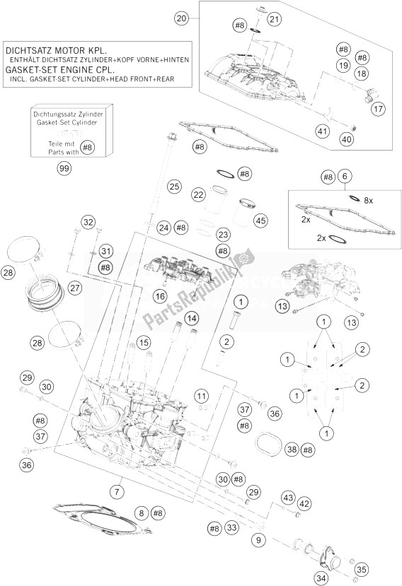 All parts for the Cylinder Head Rear of the KTM 1190 Adventure ABS Orange Europe 2013