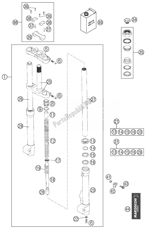 Todas las partes para Horquilla 50 Mini Adv. De KTM 50 Mini Adventure Europe 2004
