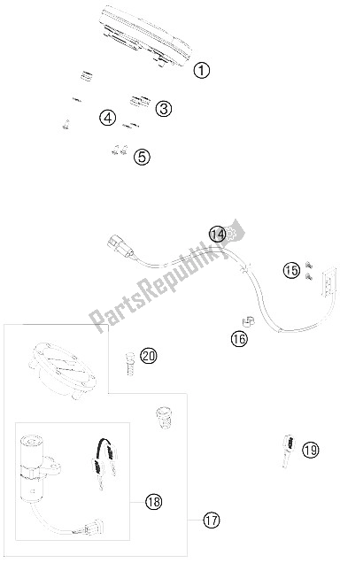 All parts for the Instruments / Lock System of the KTM 990 Super Duke Black Europe 2009