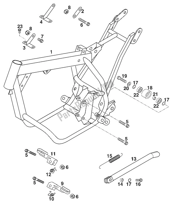 All parts for the Frame 50 Sxr of the KTM 50 Mini Adventure Europe 1997