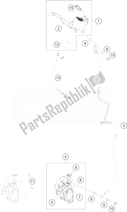 Todas las partes para Sistema De Frenos Delantero de KTM 200 Duke OR W O ABS CKD 14 Argentina 2014