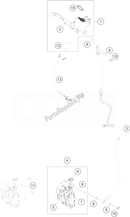 Todas las partes para Sistema De Frenos Delantero de KTM 200 Duke White W O ABS B D 13 Europe 2013