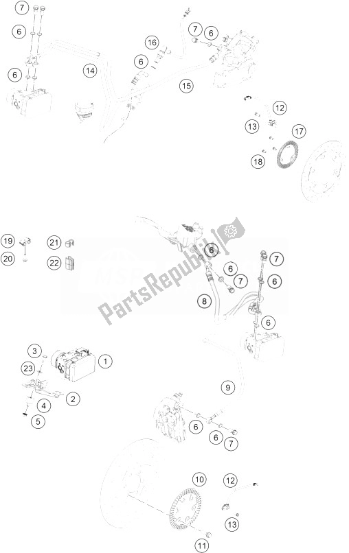 Tutte le parti per il Sistema Antibloccaggio Abs del KTM 125 Duke Orange ABS BAJ DIR 14 Europe 2014