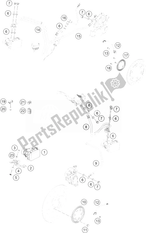 Alle onderdelen voor de Antiblokkeersysteem Abs van de KTM 200 Duke White ABS BAJ DIR 13 Europe 2013