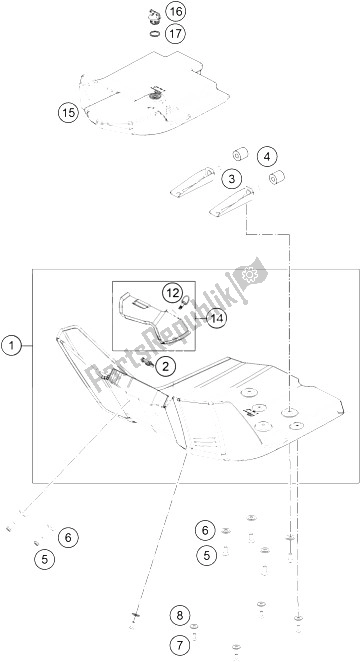 All parts for the Engine Guard of the KTM 450 Rally Factory Replica Europe 2015