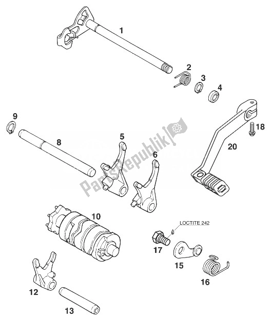 Alle onderdelen voor de Schakelmechanisme Euro 125 '96 van de KTM 125 LC2 100 Europe 110382 1998