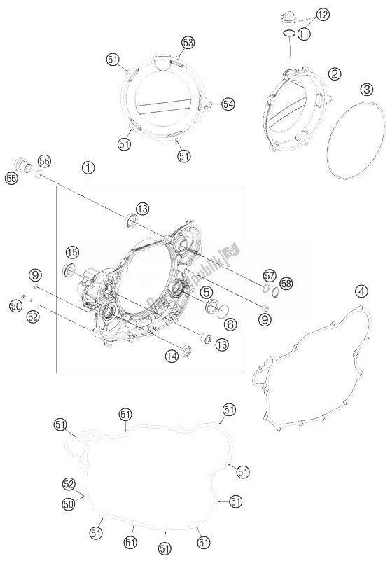 Tutte le parti per il Coperchio Frizione del KTM 450 SMR Europe 2013