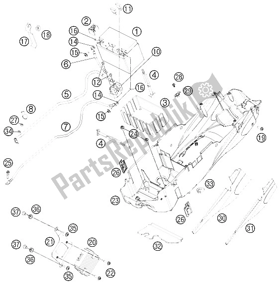 Tutte le parti per il Batteria del KTM 990 Superm T White ABS France 2011