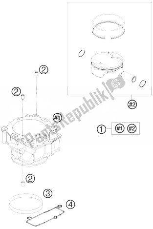 Todas las partes para Cilindro de KTM 450 SX F USA 2010