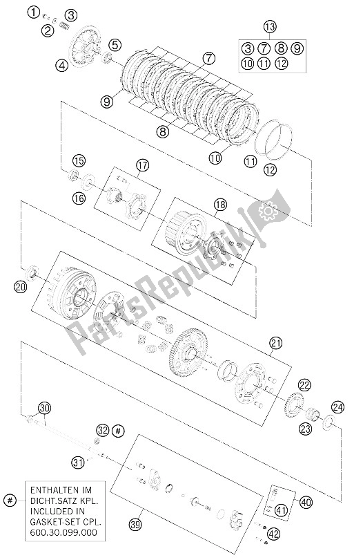 All parts for the Clutch of the KTM 990 SM T Orange ABS Spec Edit Brazil 2011