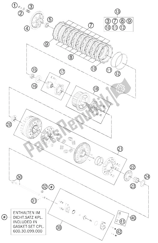 All parts for the Clutch of the KTM 990 SM T White ABS Spec Edit Brazil 2011