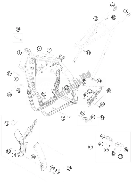 Todas las partes para Marco de KTM 530 EXC USA 2010