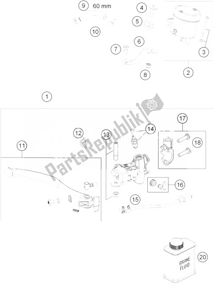 All parts for the Hand Brake Cylinder of the KTM 690 Duke R ABS CKD Malaysia 2014