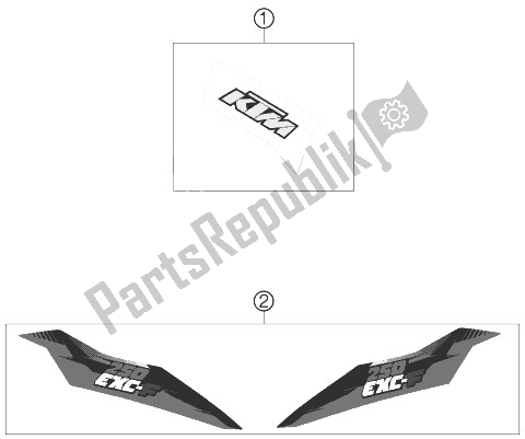 All parts for the Decal of the KTM 250 EXC F Europe 2013