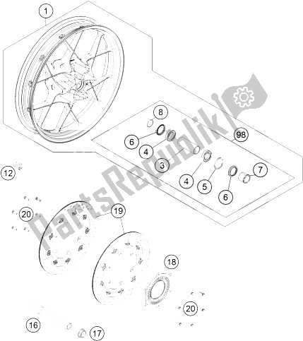 All parts for the Front Wheel of the KTM 1050 Adventure ABS Europe 2016