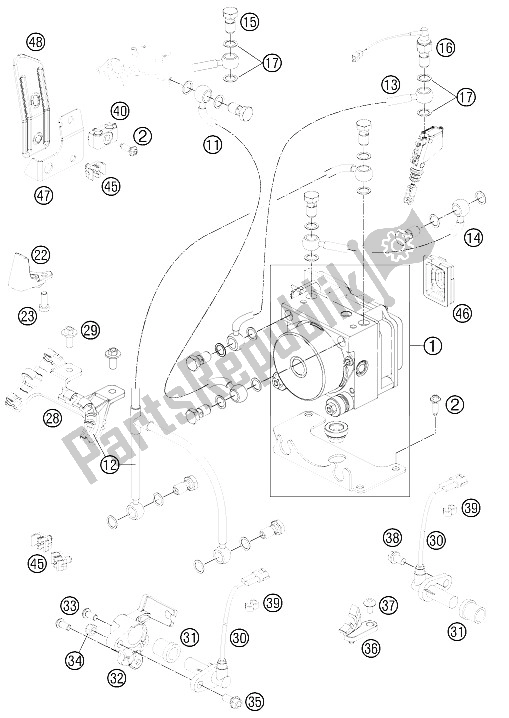 All parts for the Anti-skid System Abs of the KTM 990 ADV White ABS Spec Edit Brazil 2011