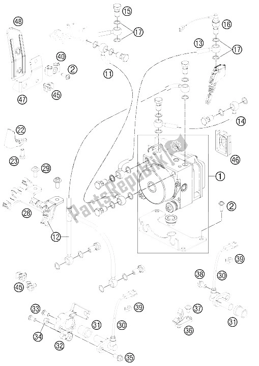 All parts for the Anti-skid System Abs of the KTM 990 Adventure Blue ABS 12 France 2012