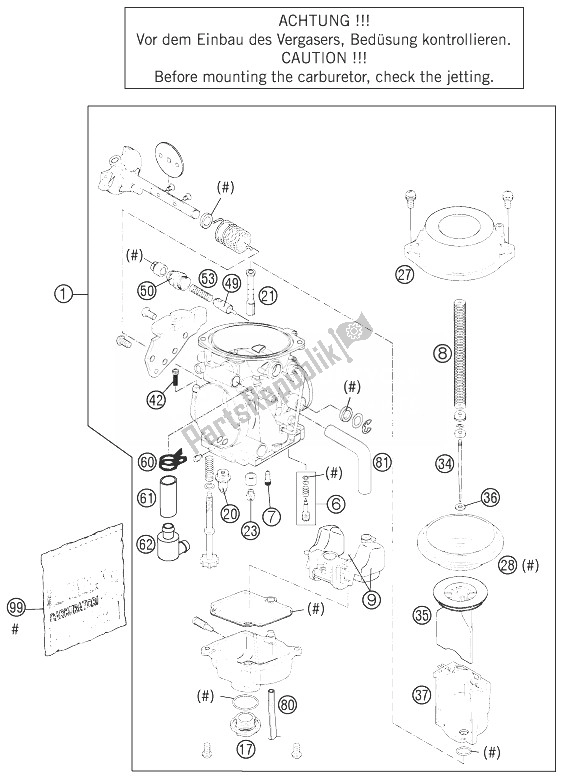 All parts for the Carburetor Mikuni Bst40 Ls-e of the KTM 400 LS E MIL Europe 9390D4 2004