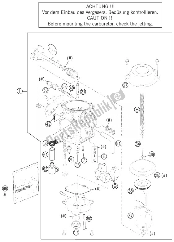 Wszystkie części do Ga? Nik Mikuni Bst40 Ls-e KTM 400 LS E MIL Europe 9390D5 2004