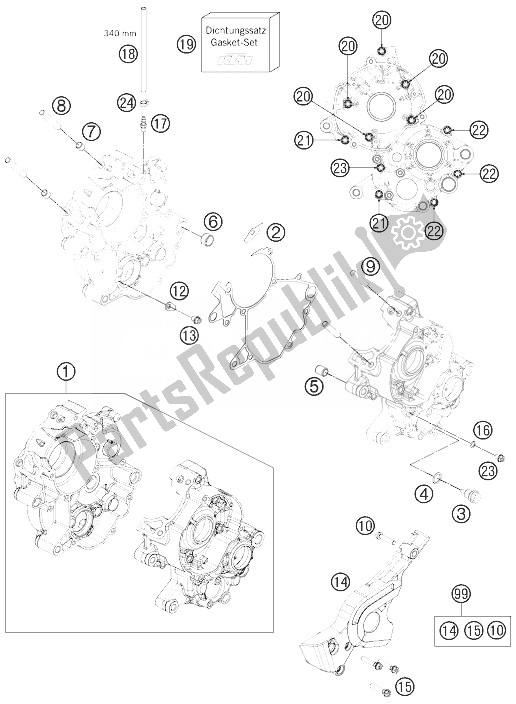 All parts for the Engine Case of the KTM 65 SX Europe 2014