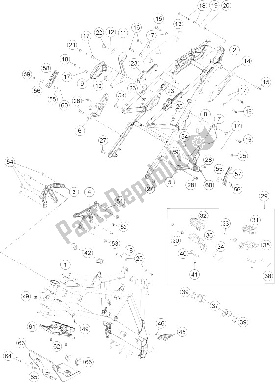 All parts for the Frame of the KTM 1190 ADV ABS Grey WES Europe 2013