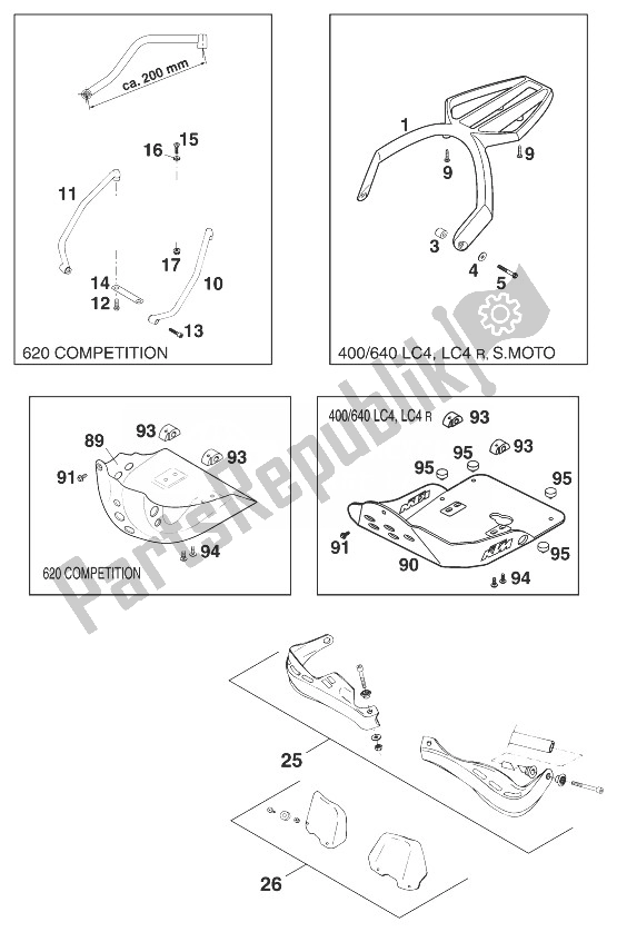 All parts for the Accessories of the KTM 640 LC 4 Europe 1999