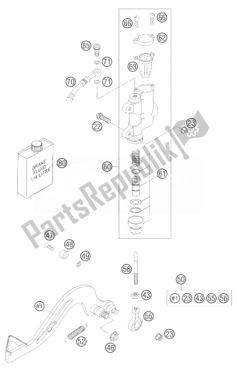 Toutes les pièces pour le Commande De Frein Arrière du KTM 65 SX Europe 2007