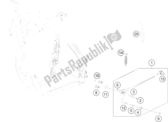 All parts for the Side / Center Stand of the KTM 350 EXC F CKD Brazil 2015