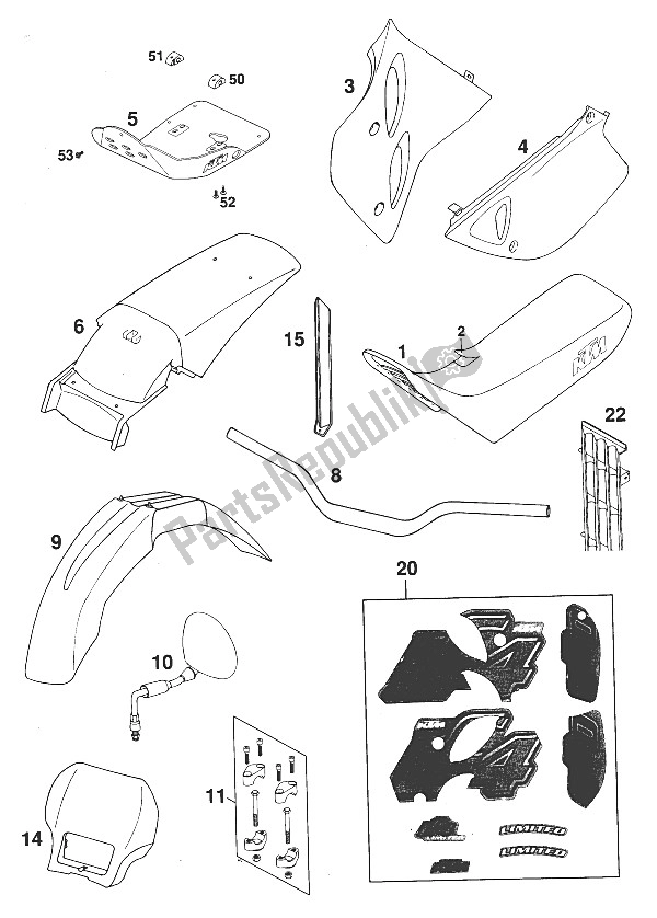 Tutte le parti per il Nuove Parti 620 Enduro Limited '9 del KTM 620 Enduro Limited Europe 1997