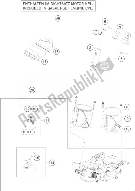 Tutte le parti per il Corpo Farfallato del KTM 1190 Adventure ABS Grey Europe 2014