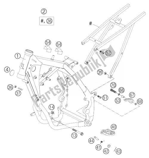 Todas las partes para Marco, Sub Marco 85 Sx de KTM 85 SX Europe 6001D8 2004