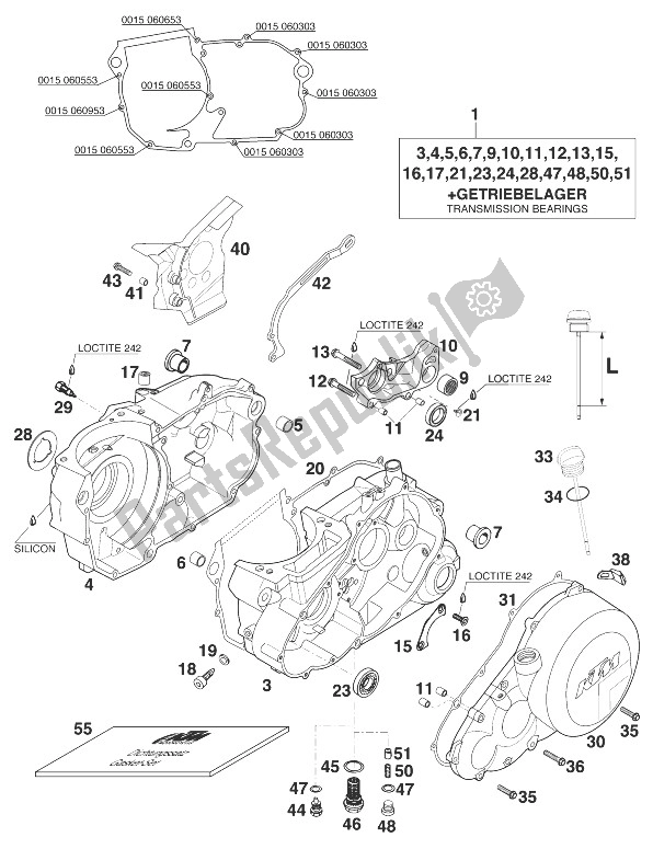 Wszystkie części do Skrzynia Korbowa Lc4-e `97 KTM 400 RXC E USA 1998