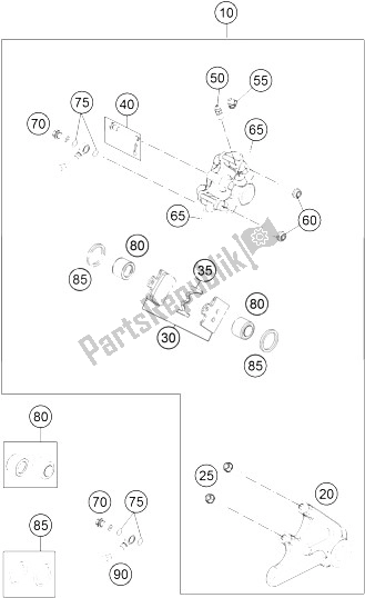 Wszystkie części do Zacisk Hamulca Tylnego KTM 85 SX 19 16 Europe 2015