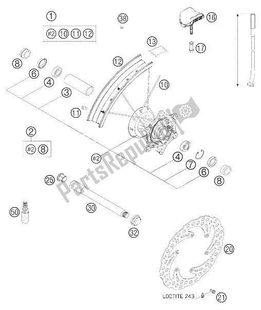 Todas las partes para Rueda Delantera 625 Sxc de KTM 625 SXC Australia United Kingdom 2005