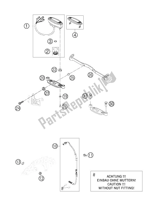 All parts for the Speedometer of the KTM 125 EXC Europe 2006