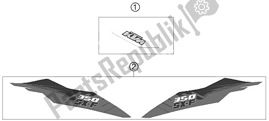 Todas las partes para Etiqueta de KTM 350 SX F Europe 2012