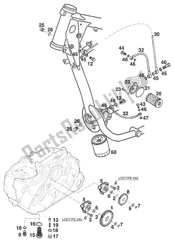 All parts for the Lubrication System Lc4-e '97 of the KTM 400 EGS E 20 KW 11 LT Blau Europe 1997